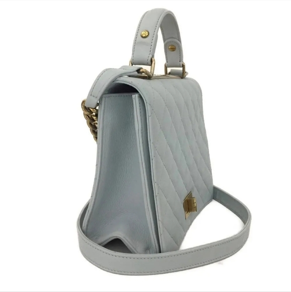 CHANEL Light Blue Quilted Lambskin 2 Way Shoulder Handbag Lambskin Leather - Picture 4 of 9